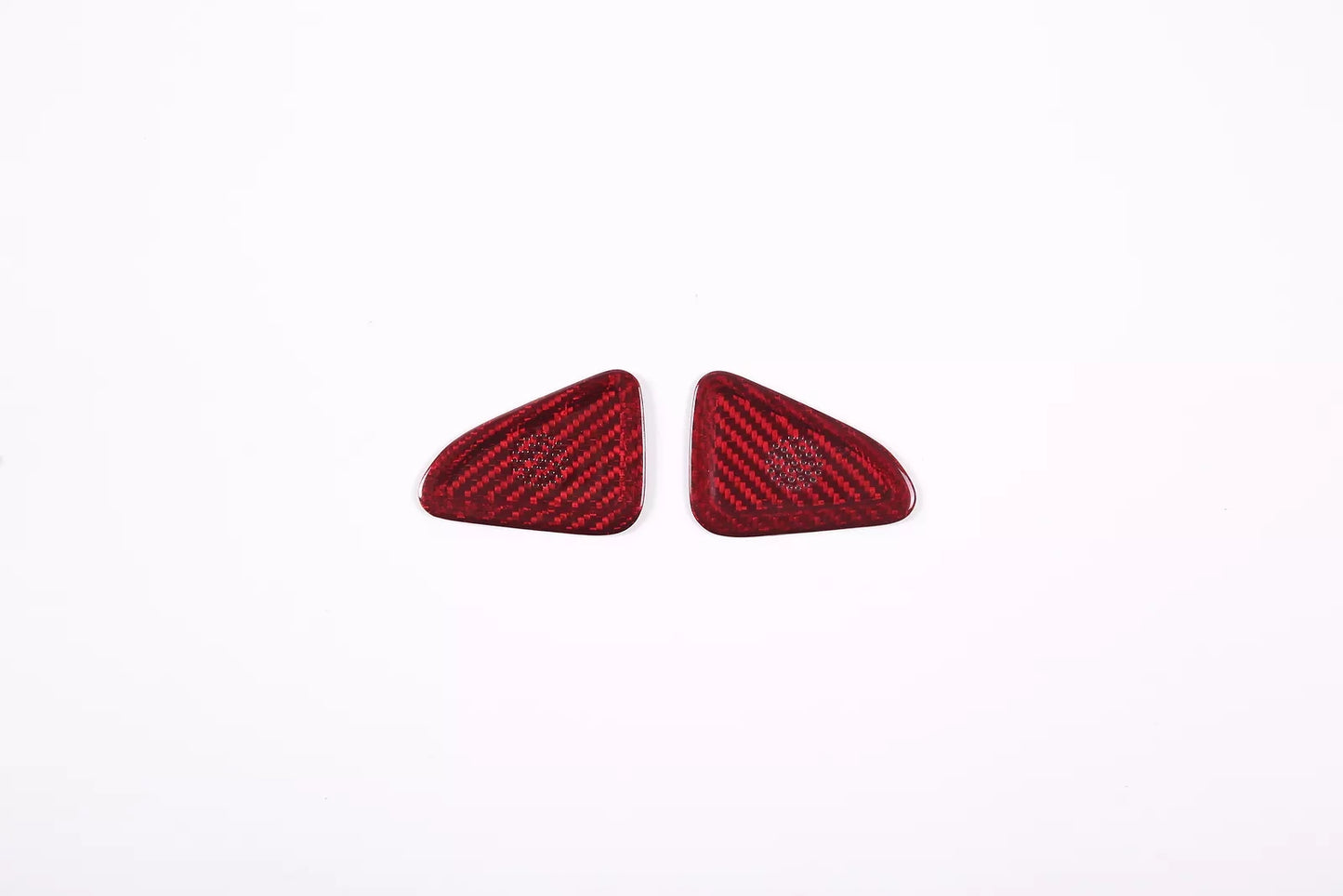 C8 Corvette Carbon Fiber Door Mic Speaker Covers | Black / Red