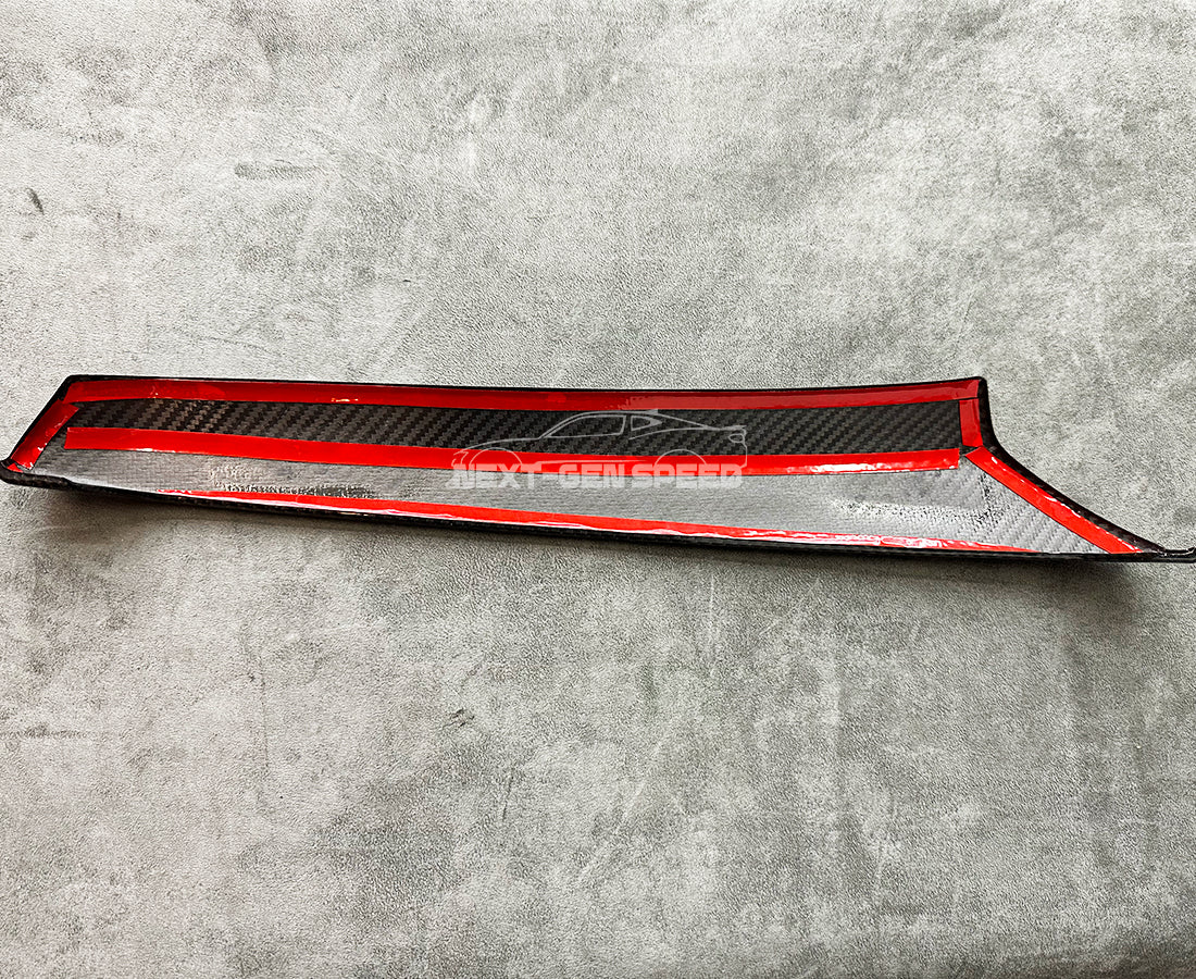 C8 Corvette Carbon Fiber Climate Control Console Cover | Black / Red