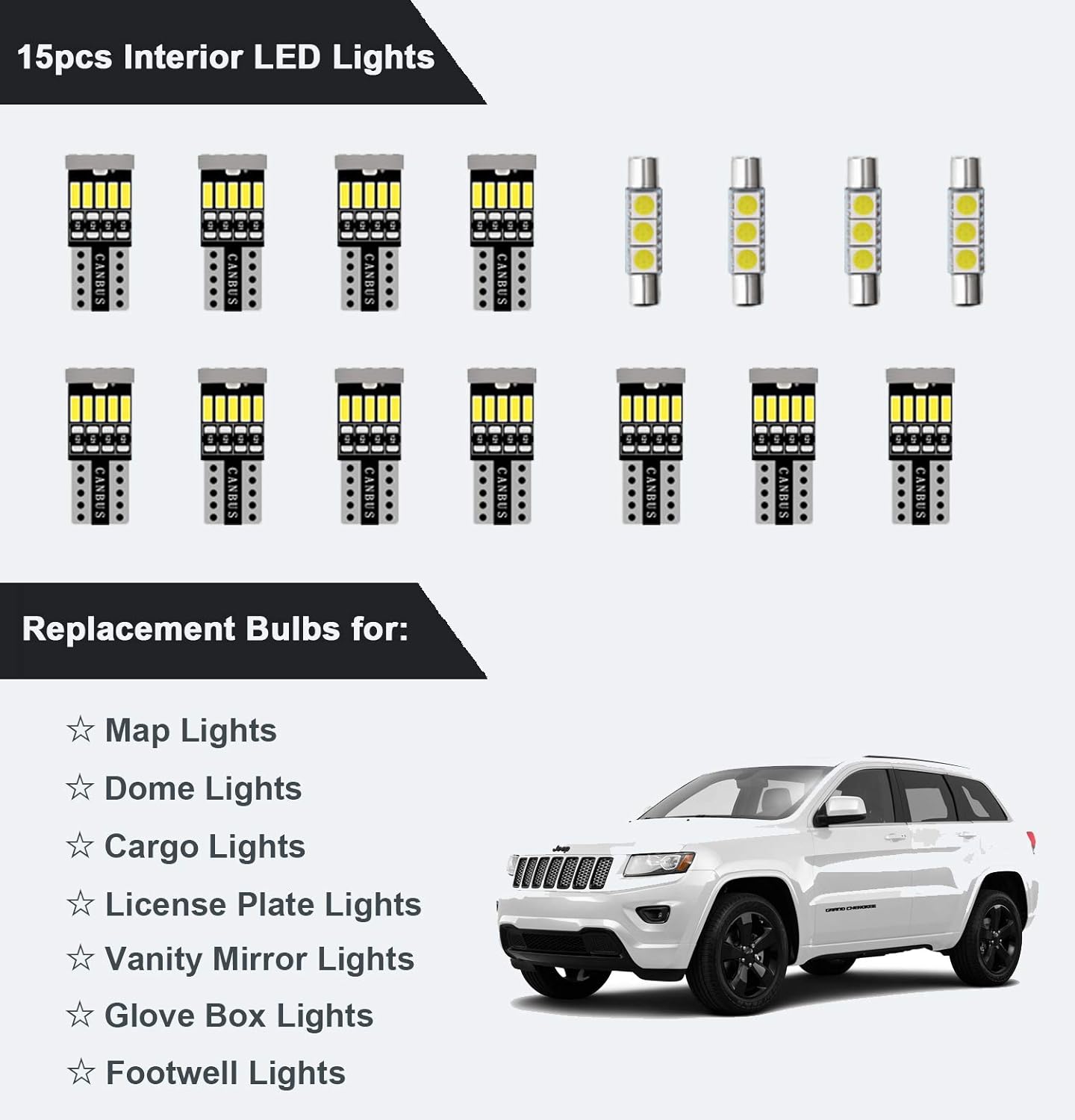 2011 - 20 Grand Cherokee Interior LED Light Replacement