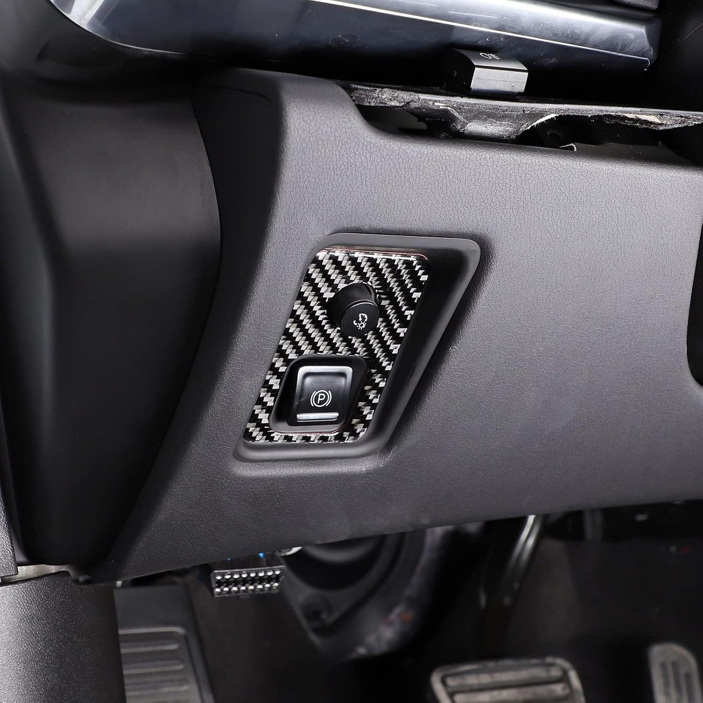 C8 Corvette Soft Carbon Fiber Interior Parking Brake Trim Cover | Black, Red Carbon Fiber