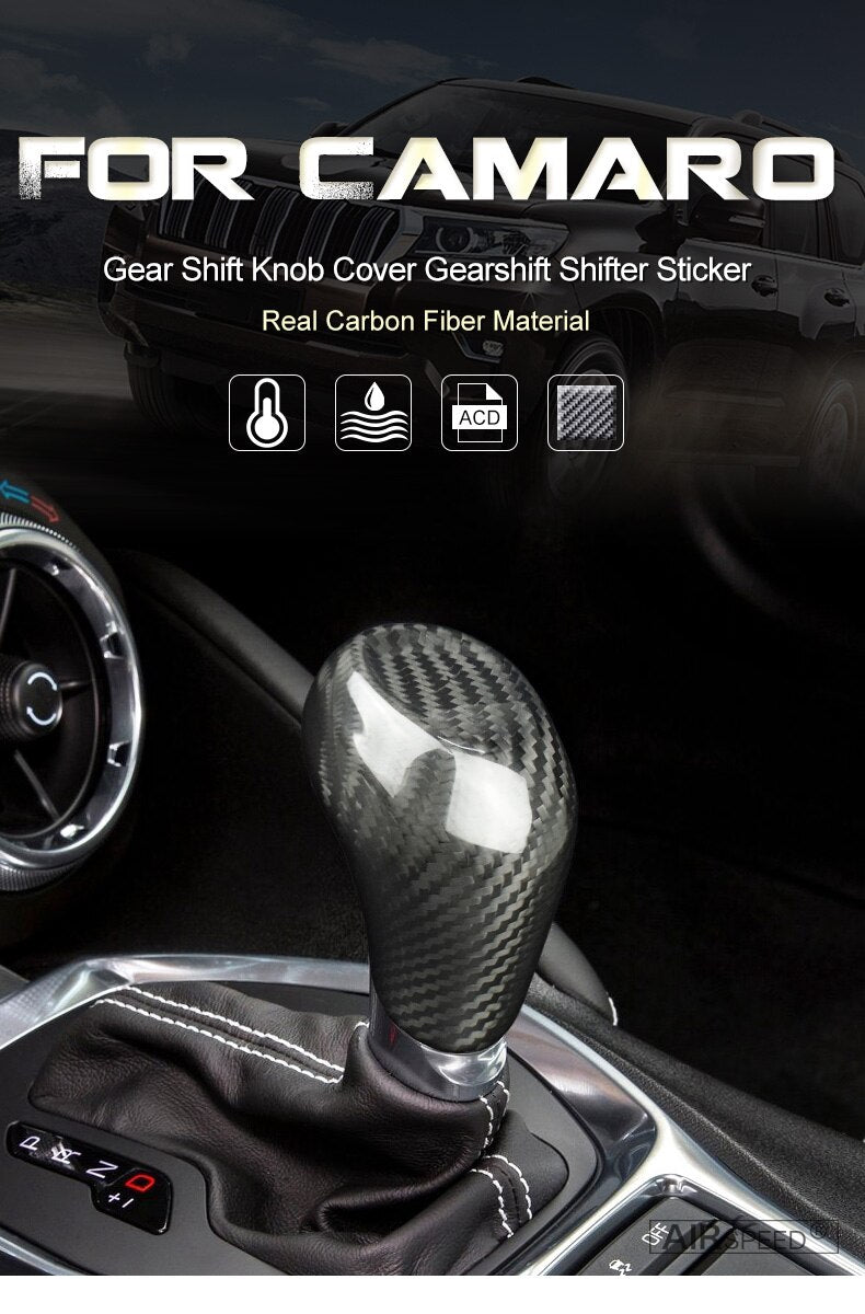 2016 - 24 Camaro Carbon Fiber Shifter Knob Handle Cover | Next-Gen Carbon