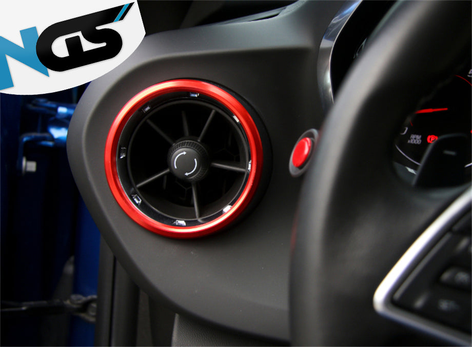 2016 - 24 Camaro Red/Blue Aluminum Air Vent Bezel Rings