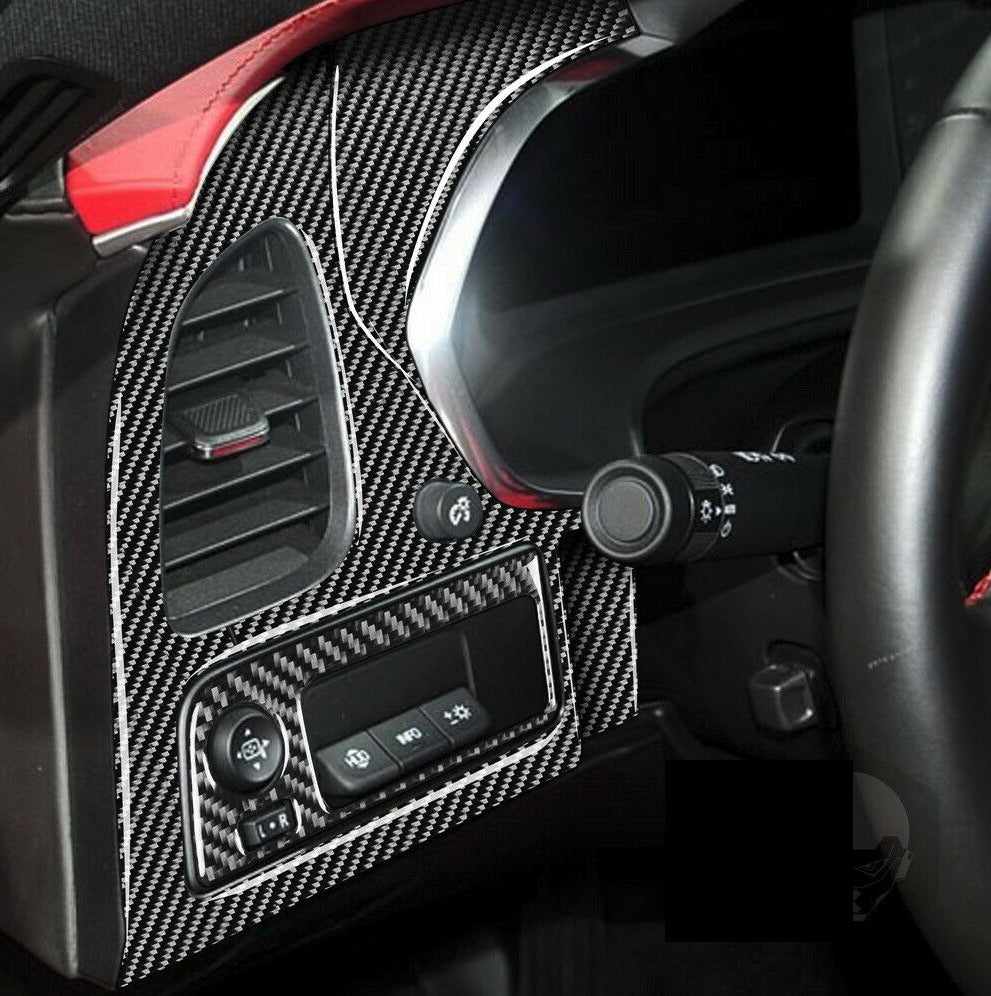 2014-2019 C7 Corvette Carbon Fiber Radio + Dashboard Panel Overlay Cover Kit | Next-Gen Carbon