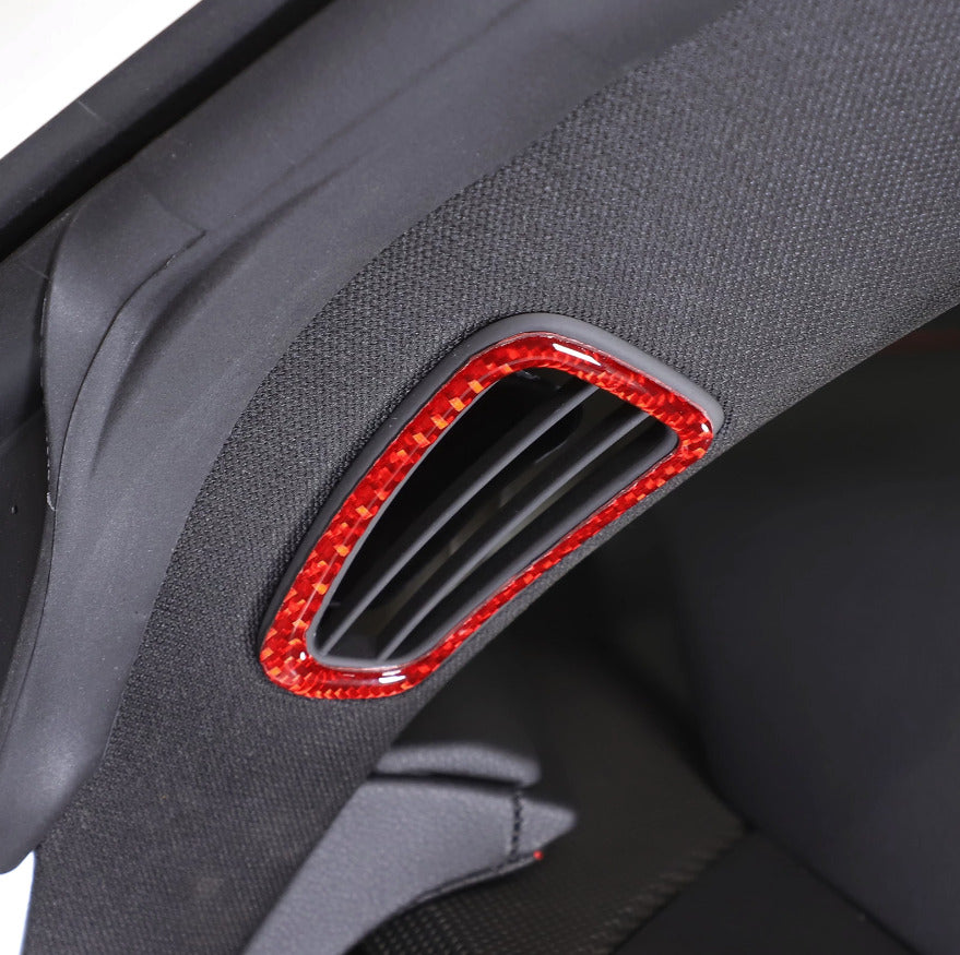 C8 Corvette Soft Carbon Fiber Defogger Trim Covers (Black / Red) | Next-Gen Carbon