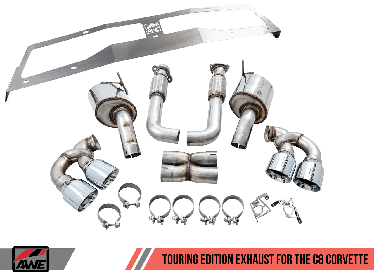 C8 Corvette Stingray Touring Edition Exhaust System (Chrome Silver/Diamond Black Tips) | AWE Tuning