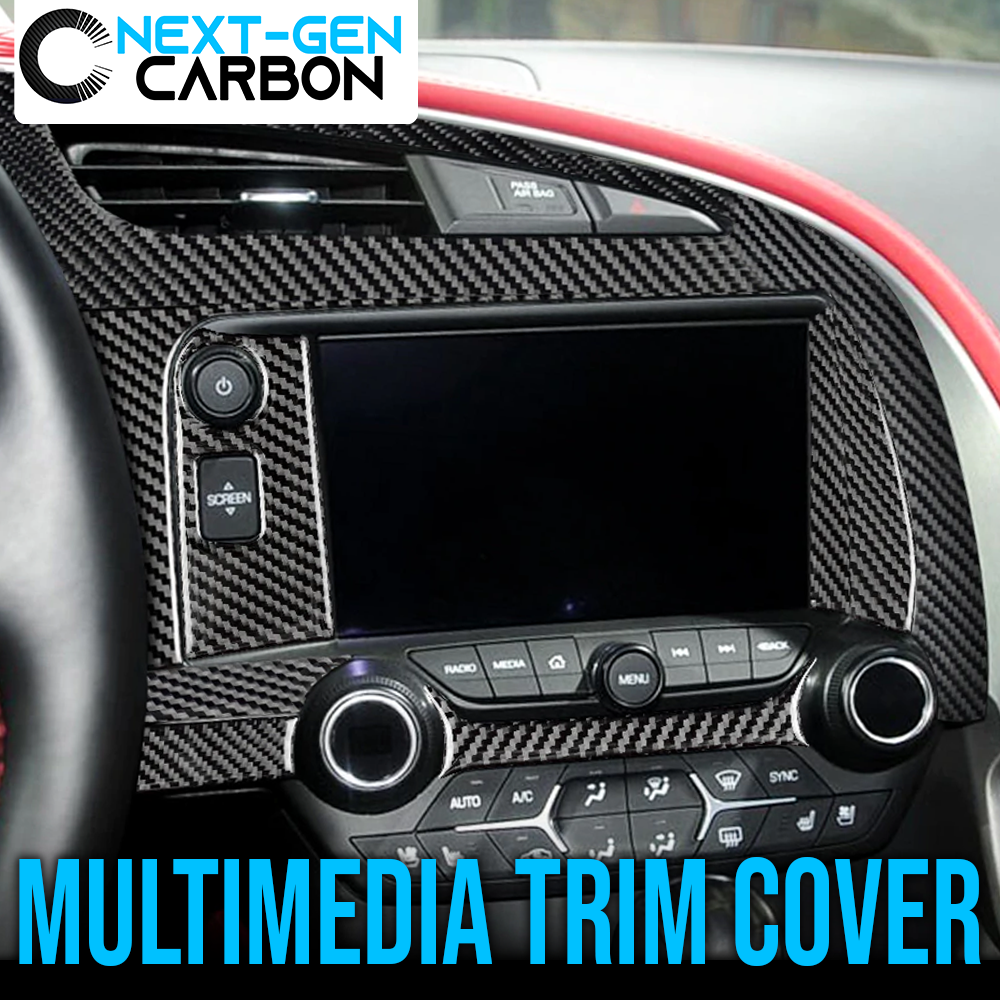 2014 - 19 C7 Corvette Carbon Fiber Center Radio Nav Panel Overlay | Next-Gen Carbon