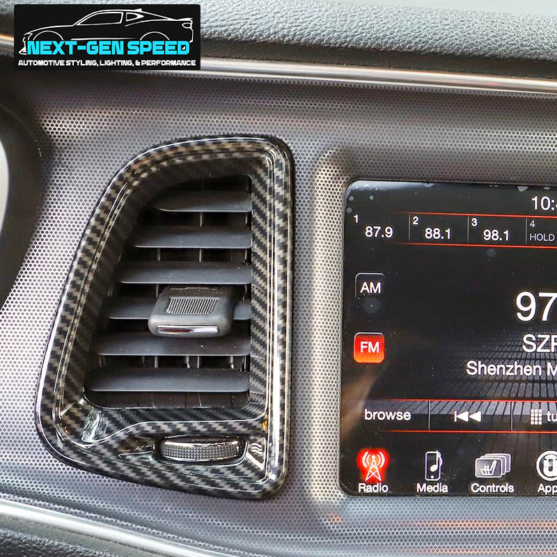 2015 - 24 Dodge Challenger Colored / Carbon Fiber Dashboard Vent Trim Kit