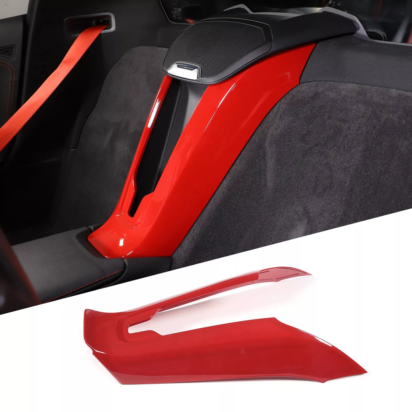 C8 Corvette Red Interior ABS Rear Center Waterfall Speaker Cover