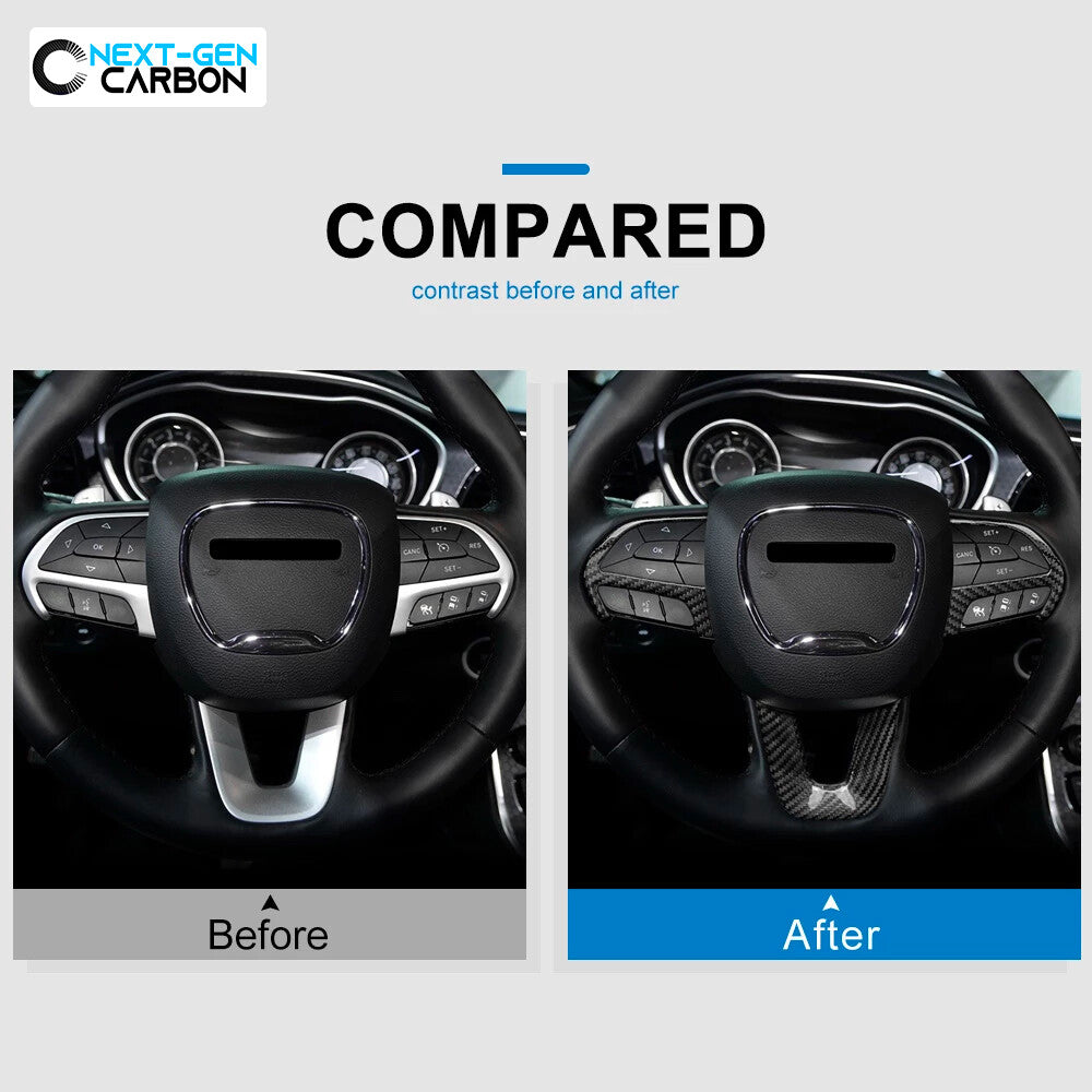 2015 - 23 Charger / Challenger / Durango Carbon Fiber Steering Wheel Trim Cover Kit | Next-Gen Carbon