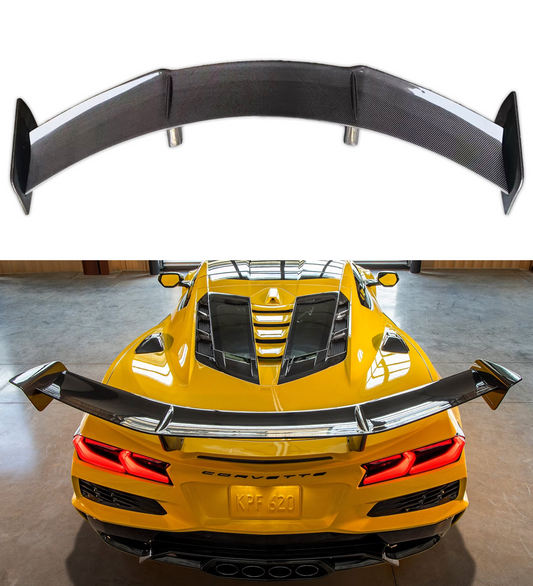 New C8 Corvette ZR1 Style Carbon Fiber High Wing Spoiler - Now Shipping