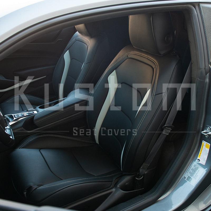 2016 - 24 Camaro Two-Tone Convertible Leather Seat Covers | KustomCover