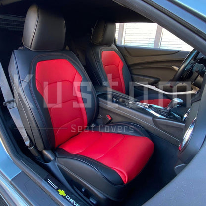 2016 - 24 Camaro Two-Tone Convertible Leather Seat Covers | KustomCover