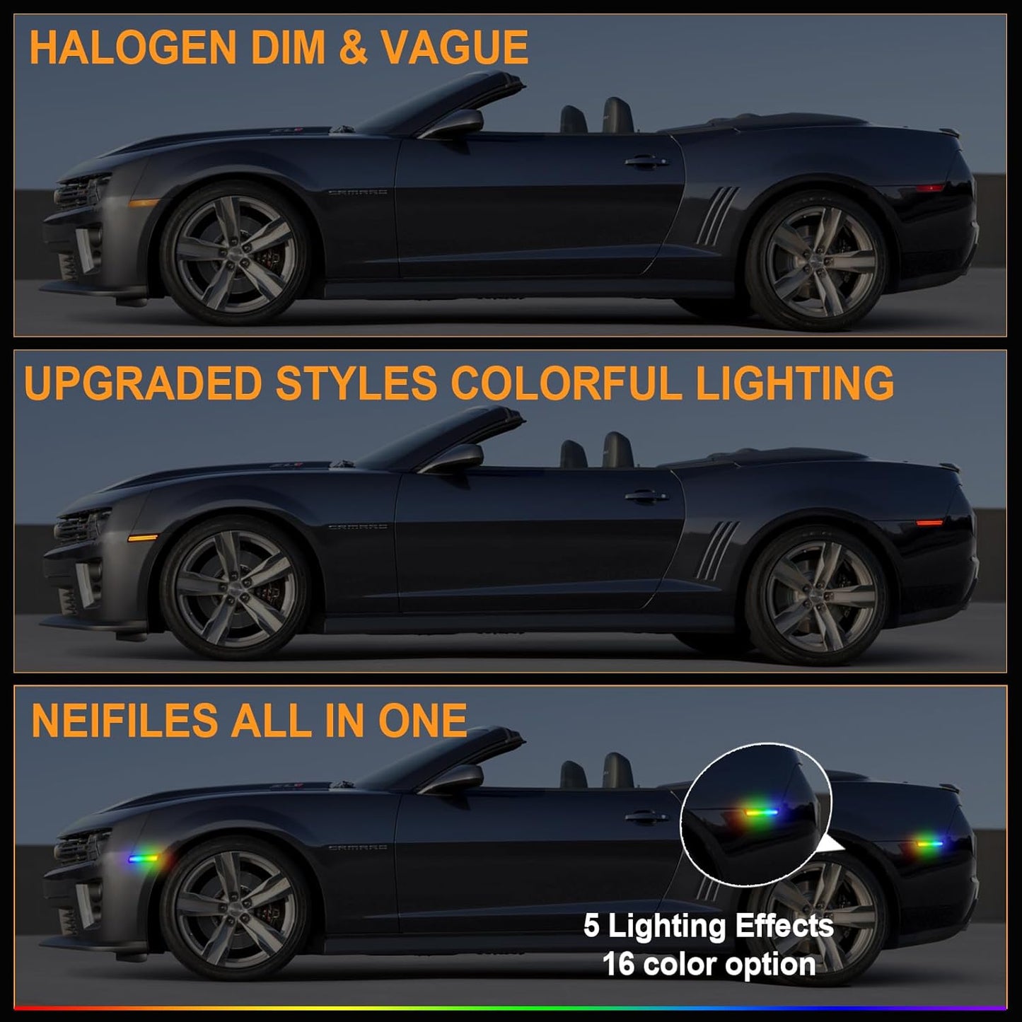 2010-15 Camaro Smoked RGB LED Side Markers image 6