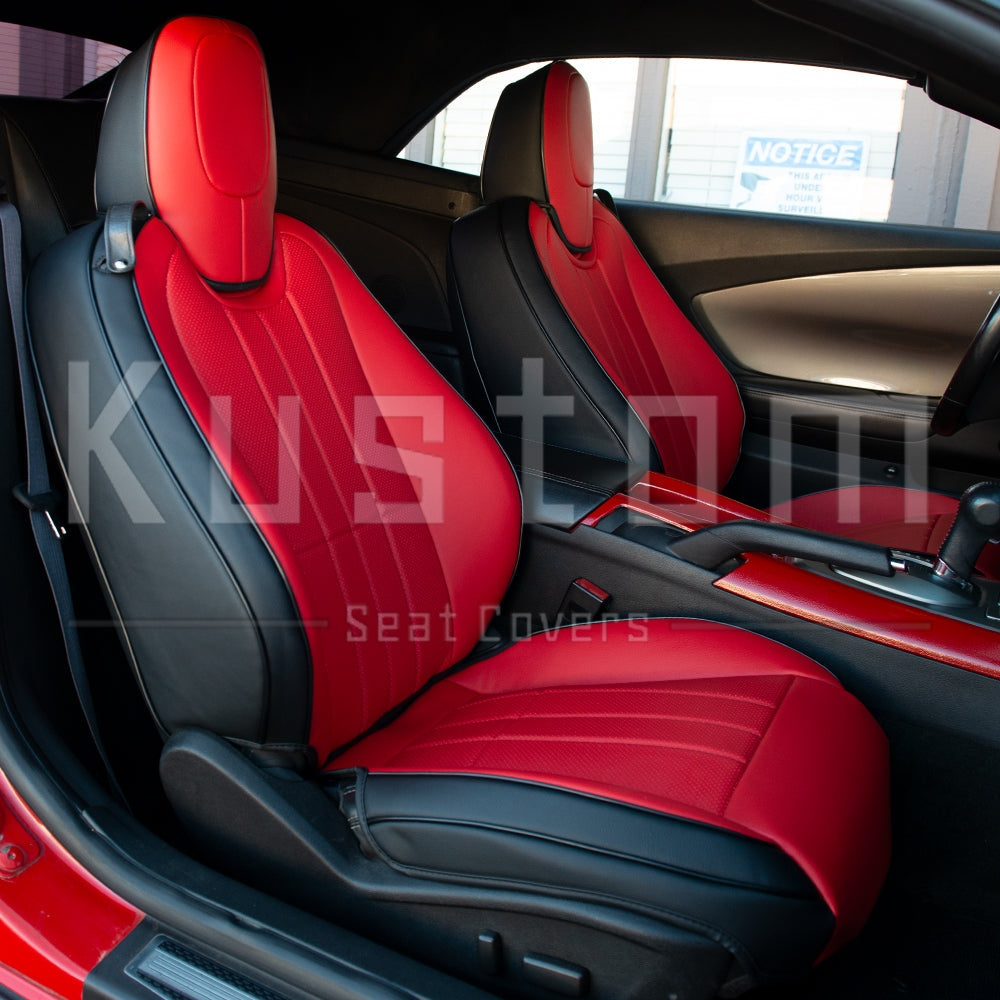 2010 - 15 Camaro Two-Tone Convertible Leather Seat Covers | KustomCover