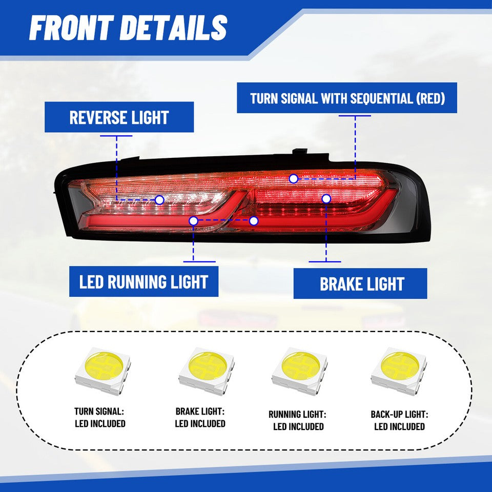 2016 - 18 Camaro Clear Sequential Tail Lights - Red Signal image 3