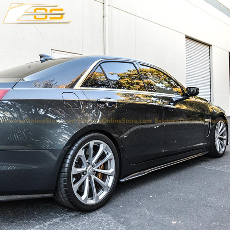 2016 - 19 Cadillac CTS-V Carbon Fiber Front Splitter &amp; Side Skirts Rockers