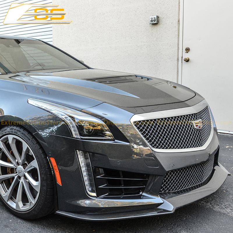 2016 - 19 Cadillac CTS-V Carbon Fiber Front Splitter &amp; Side Skirts Rockers