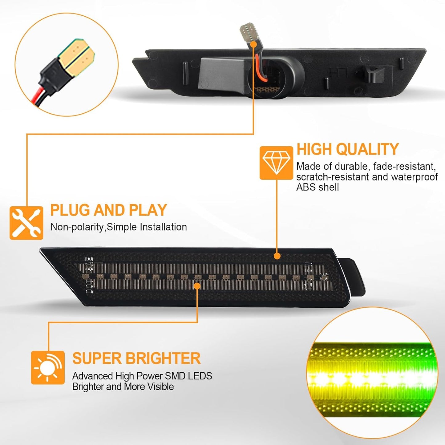 2010-15 Camaro Smoked RGB LED Side Markers image 2