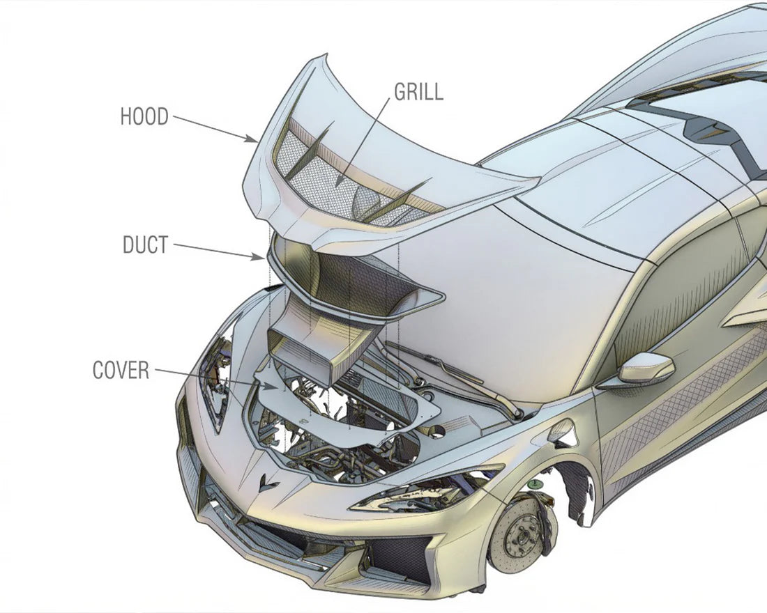 C8 Corvette ZR1 Style Functional Hood | Carbon Fiber image 6
