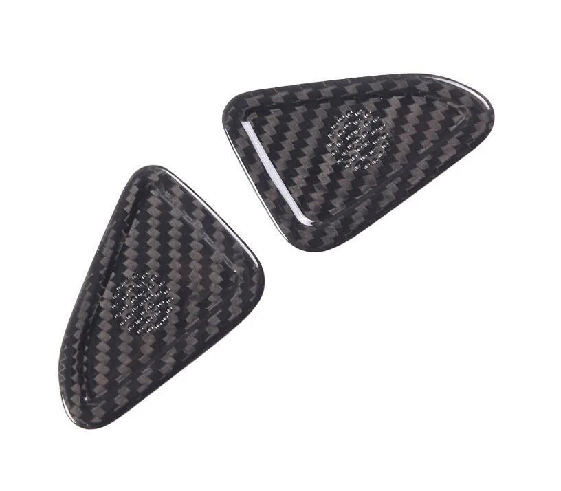 C8 Corvette Carbon Fiber Door Mic Speaker Covers | Black / Red