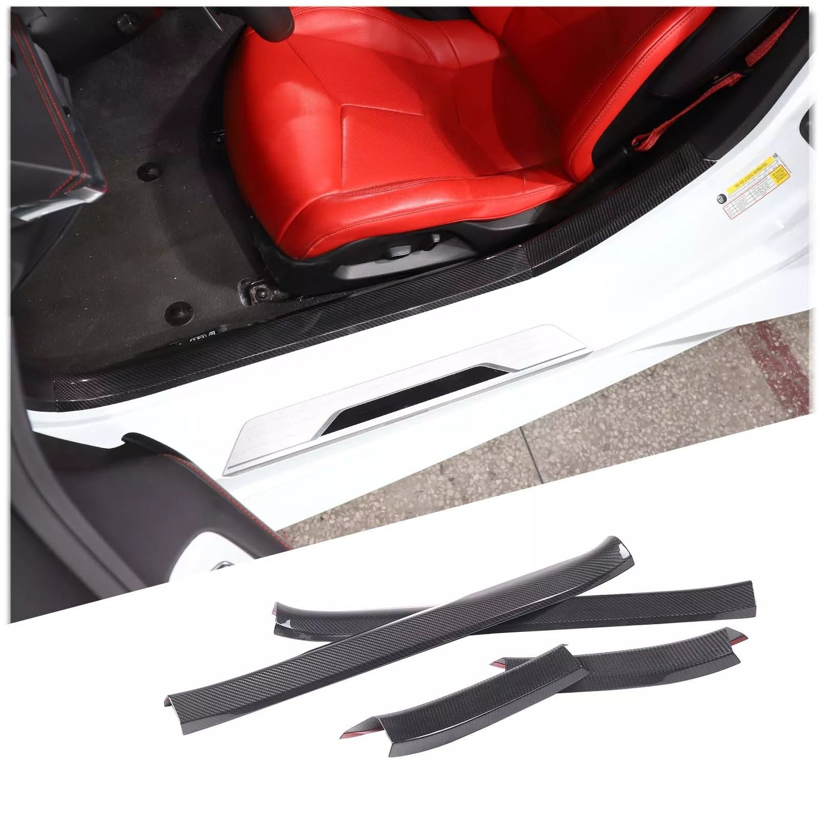 C8 Corvette Carbon Fiber Full Interior Door Entry Covers