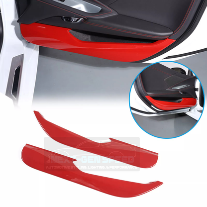 C8 Corvette Red Interior ABS Door Kick Panel Covers