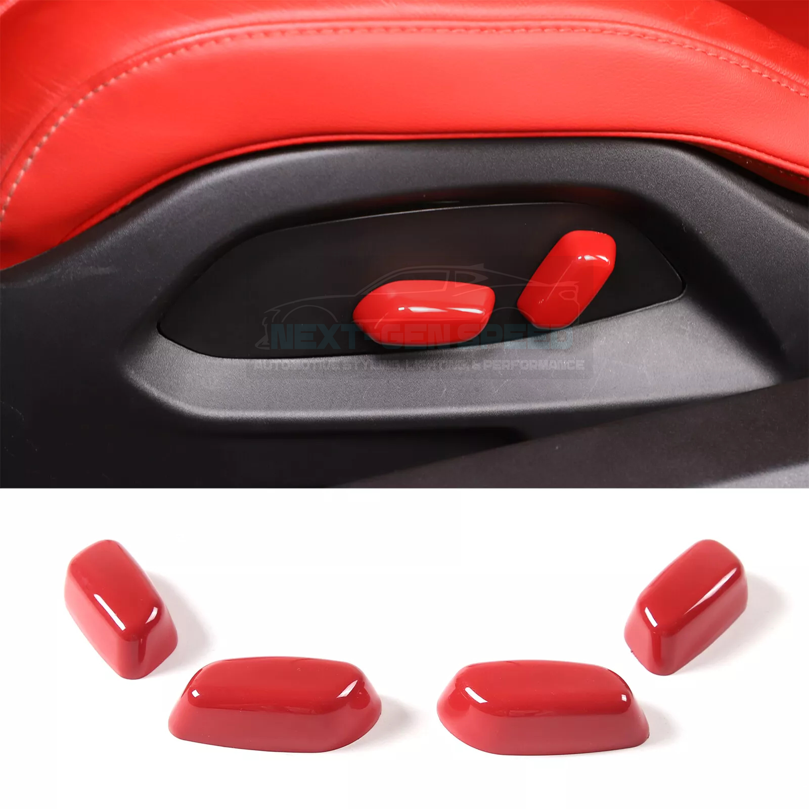 C8 Corvette Red Interior ABS Seat Adjustment Covers