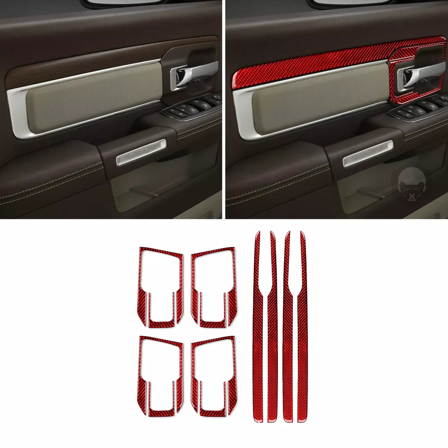 2016 - 18 Dodge Ram Carbon Fiber Interior Door Panel Trim Kit | Next-Gen Carbon