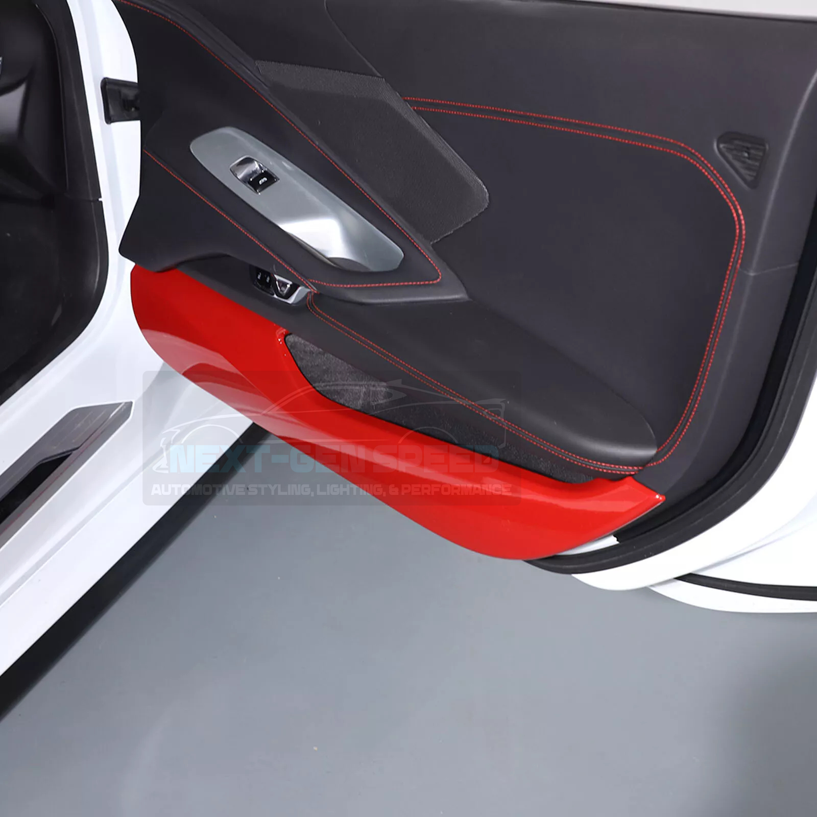C8 Corvette Red Interior ABS Door Kick Panel Covers