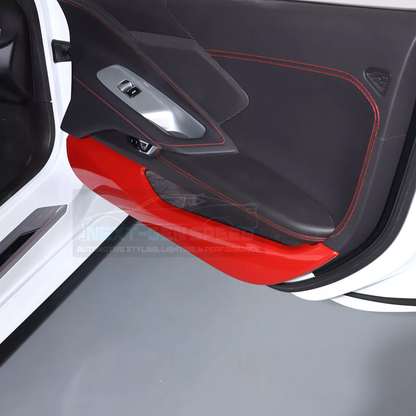 C8 Corvette Red Interior ABS Door Kick Panel Covers