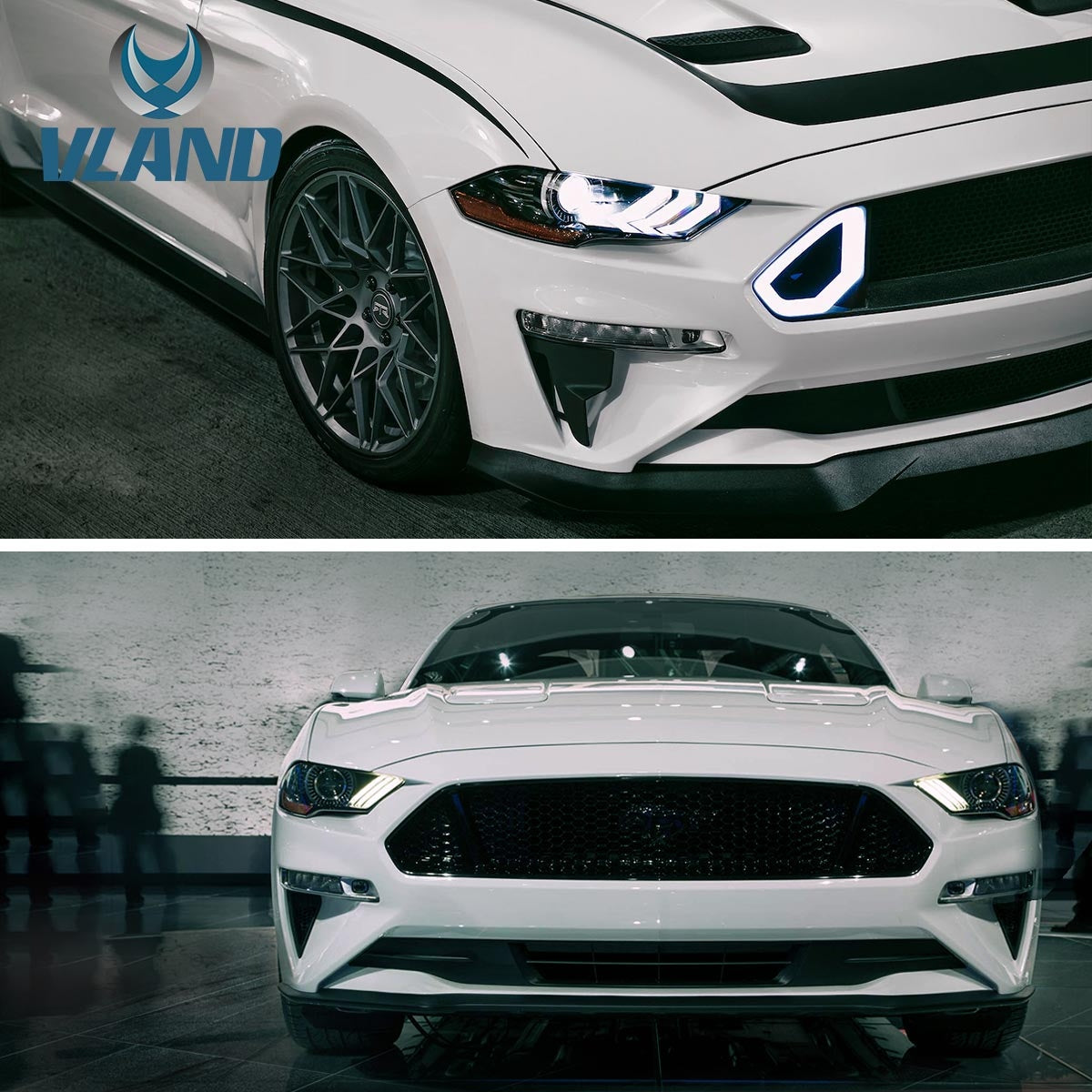 2018 - 24 Ford Mustang Smoked LED Projector Headlights (Set) | VLAND