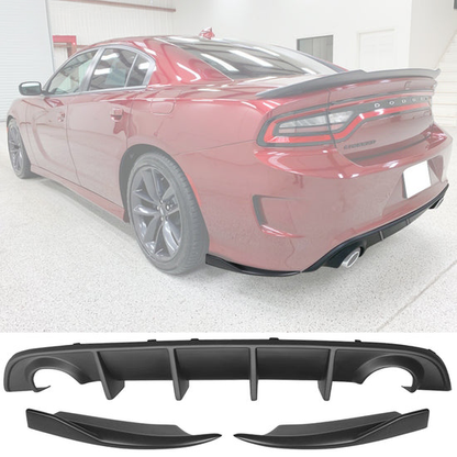 2015 - 24 Charger SRT Rear Diffuser + V2 Style Side Diffuser Extensions | Matte / Carbon