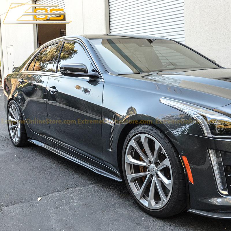 2016 - 19 Cadillac CTS-V Carbon Fiber Front Splitter &amp; Side Skirts Rockers