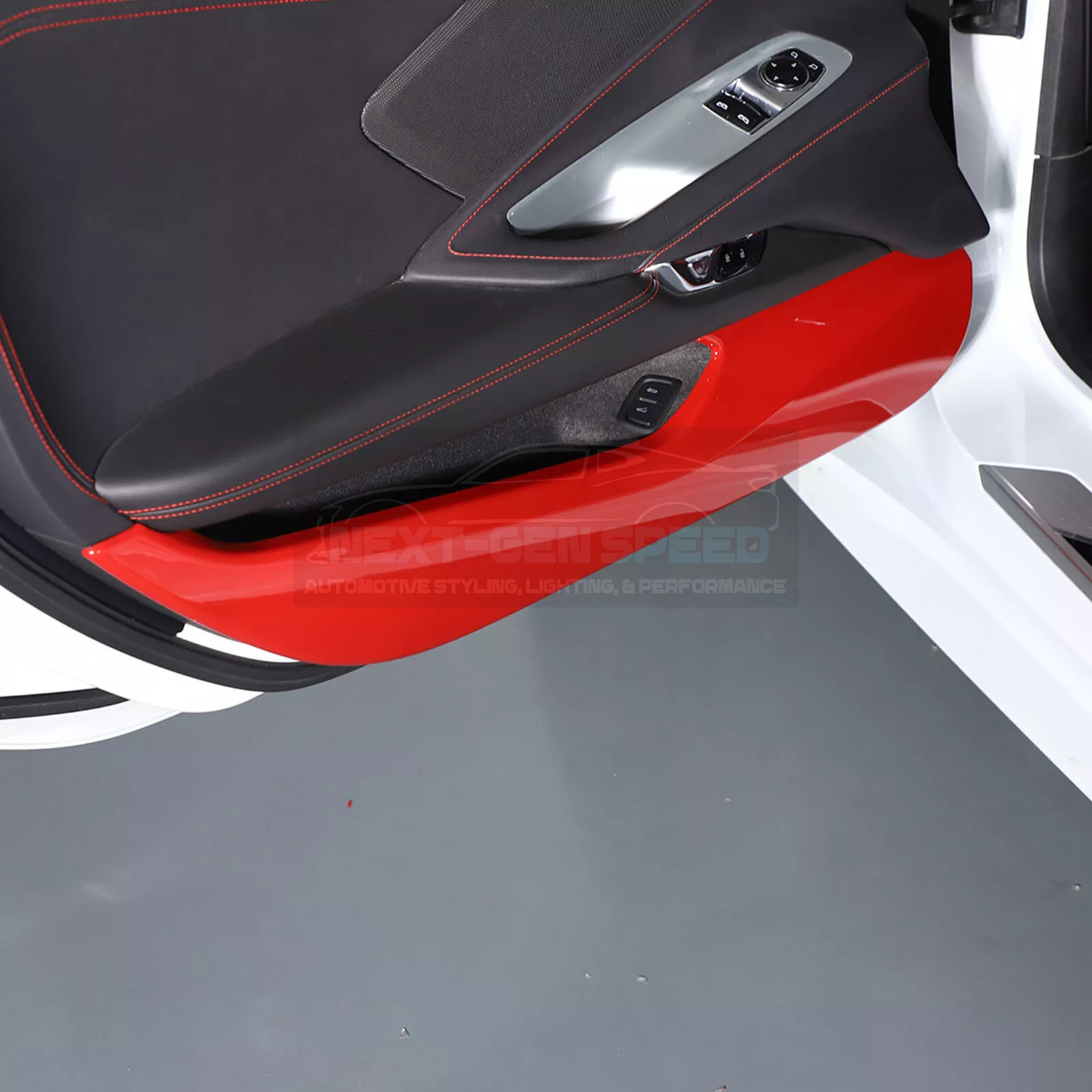 C8 Corvette Red Interior ABS Door Kick Panel Covers
