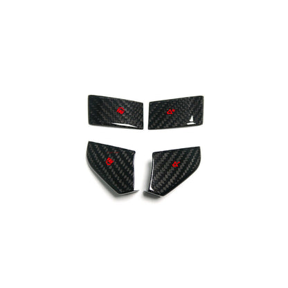 C8 Corvette Carbon Fiber Steering Wheel Button Covers (Black/Red/White/Blue) | Next-Gen Carbon