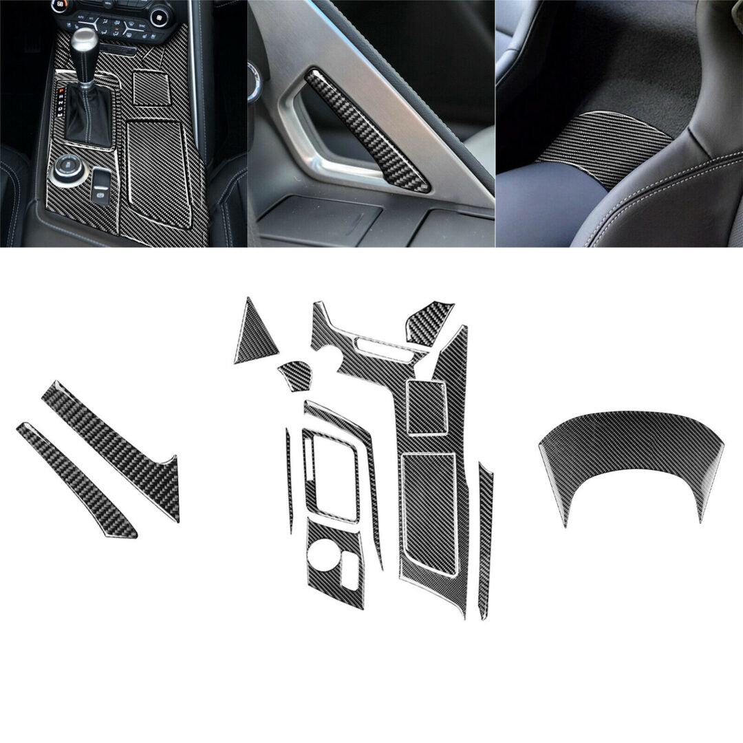 2014 - 19 C7 Corvette Carbon Fiber Center Console Overlay Cover Kit | Next-Gen Carbon