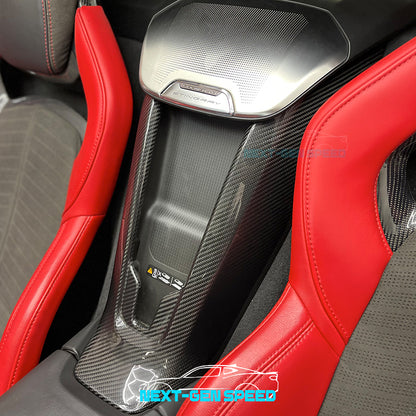 C8 Corvette Carbon Fiber Rear Waterfall Compartment Cover | Black / Red Carbon Fiber