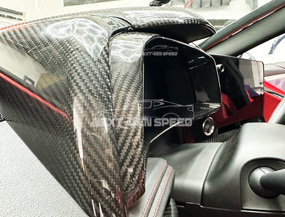 C8 Corvette Carbon Fiber Speedometer Gauge Cluster Interior Cover | Black / Red