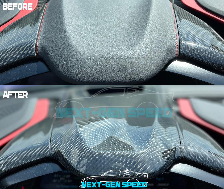 C8 Corvette Carbon Fiber Upper Dash Pad Cover | Black / Red