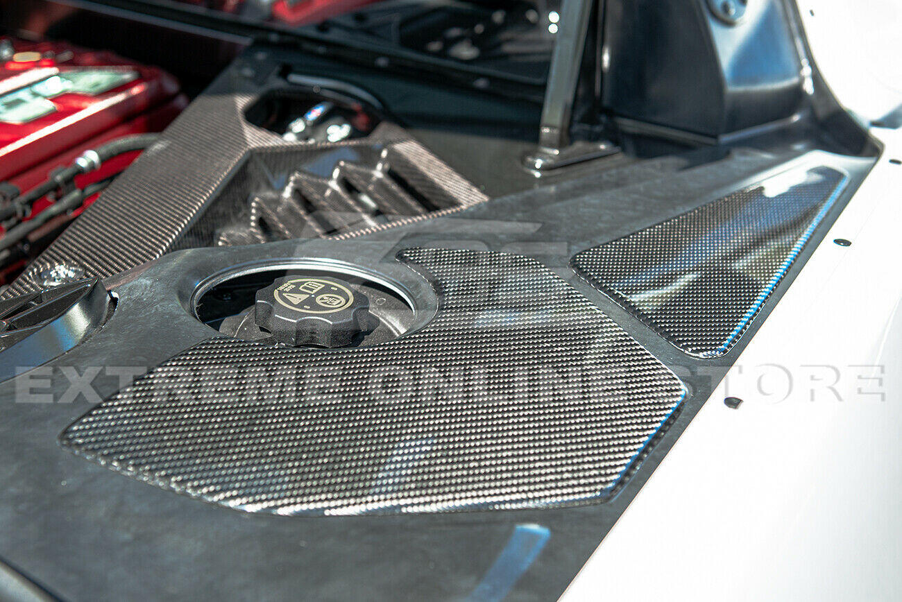 C8 Corvette Carbon Fiber Engine Bay Trim Panel Overlay Cover Kit