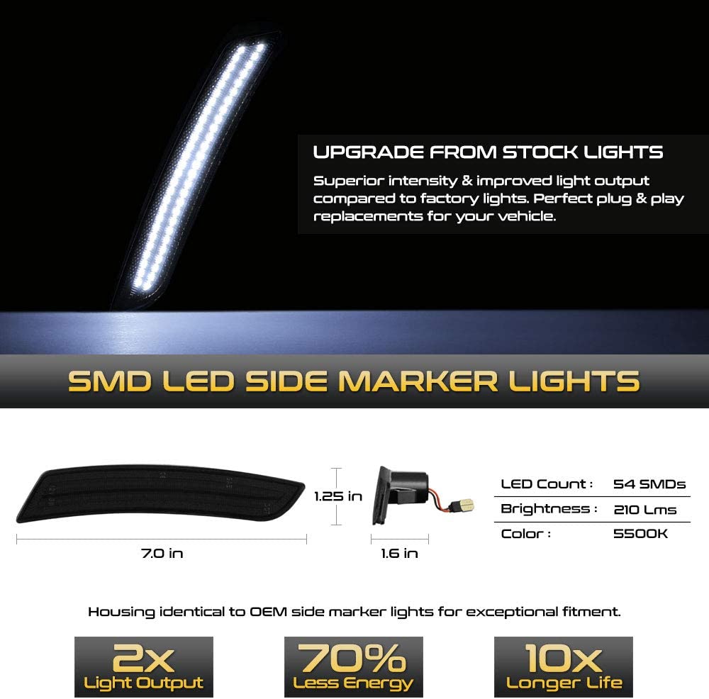 2016 - 24 Camaro Smoked Dual Red LED Side Markers