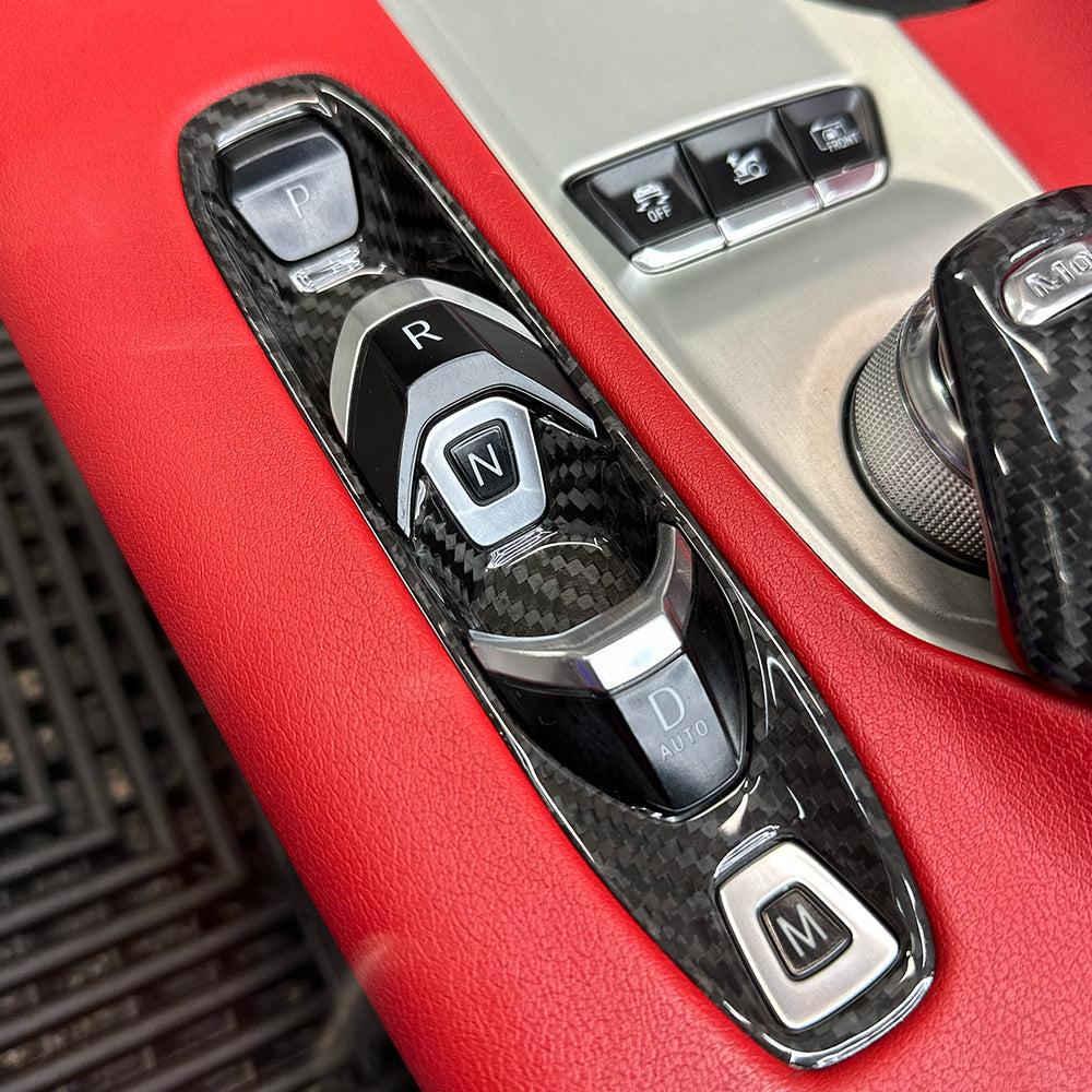 C8 Corvette Real Carbon Fiber Transmission Control Outer Trim Cover | Black/Red/Blue Carbon