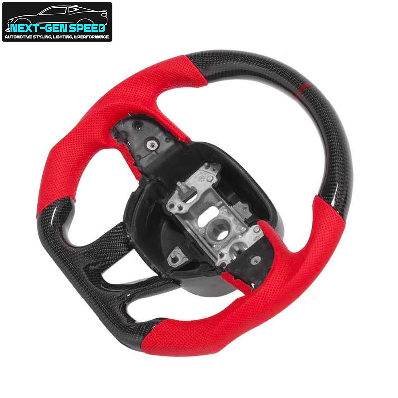 2015 - 23 Dodge Charger / Challenger / Durango / Track Hawk SRT Carbon Fiber Red Leather Steering Wheel | Next-Gen Carbon