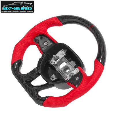 2015 - 23 Dodge Charger / Challenger / Durango / Track Hawk SRT Carbon Fiber Red Leather Steering Wheel | Next-Gen Carbon