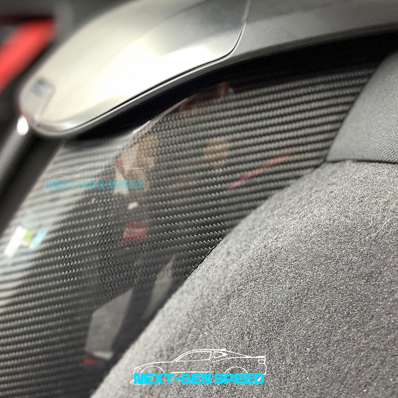 C8 Corvette Carbon Fiber Rear Waterfall Compartment Cover | Black / Red Carbon Fiber