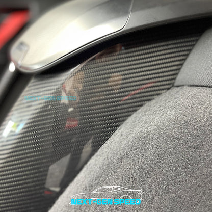 C8 Corvette Carbon Fiber Rear Waterfall Compartment Cover | Black / Red Carbon Fiber
