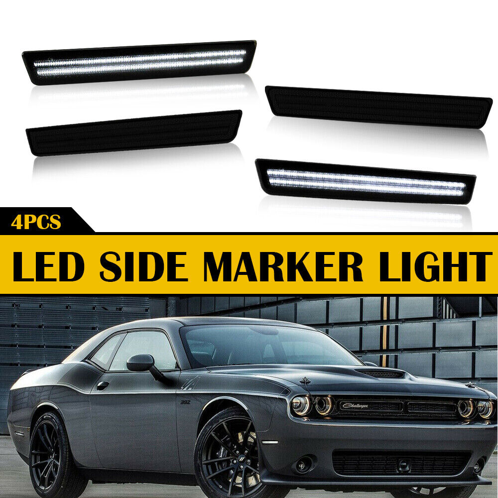 2015- 24 Dodge Challenger Smoked Dual White LED Side Markers