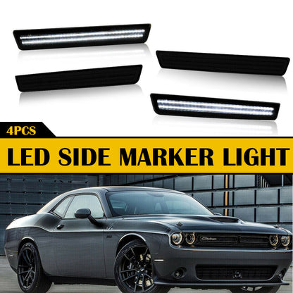2015- 24 Dodge Challenger Smoked Dual White LED Side Markers