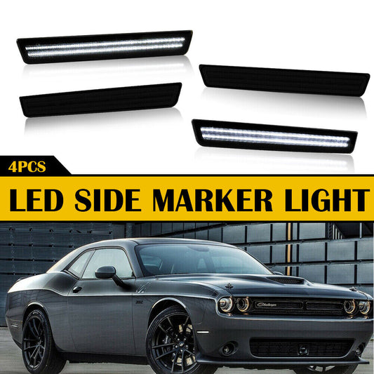 2015- 24 Dodge Challenger Smoked Dual White LED Side Markers
