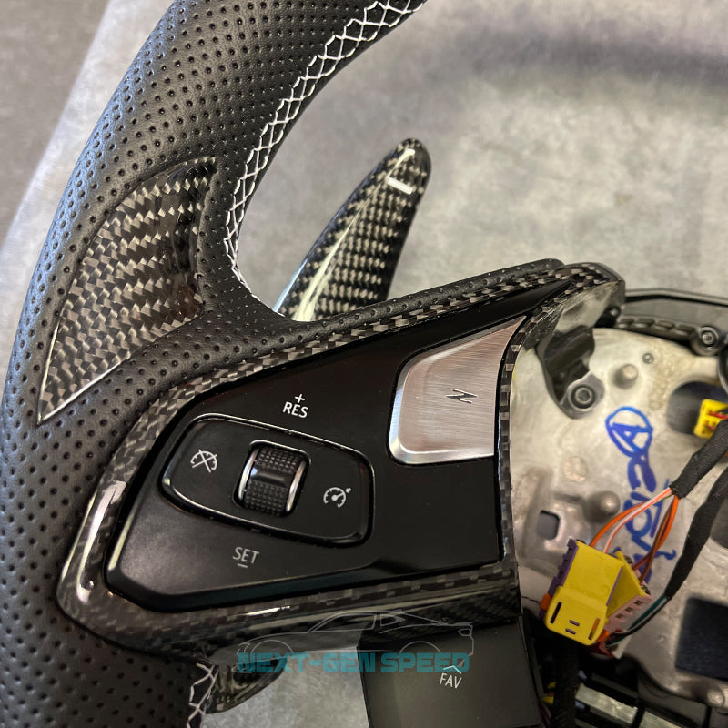 C8 Corvette Carbon Fiber Steering Wheel Button Trim Replacements